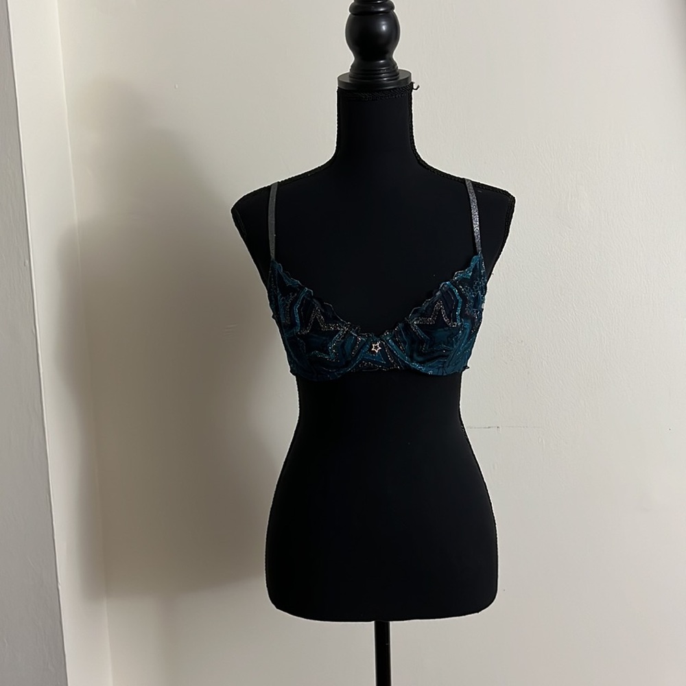 🆕SAVAGE X FENTY Blue Half Cup Plunge Bra - Size: 34C - Picture 5 of 10